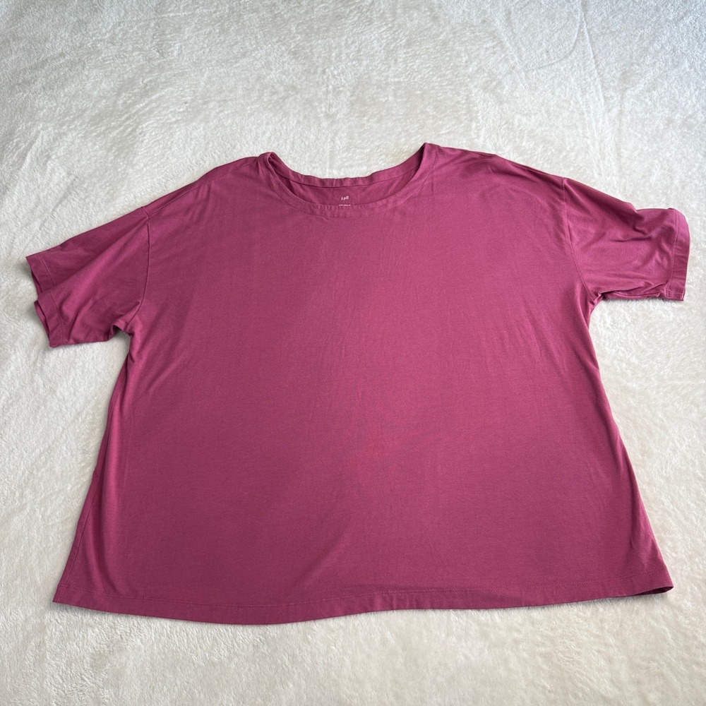 J.Jill Womens 3X Luxe Supima Cotton Tencel Elbow-Sleeve Tee Pink Top‎ Shirt Tee